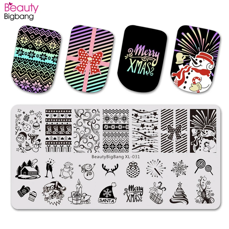 

BeautyBigBang 6*12cm Stamping Plate For Christmas Gift Funny Festival Style Image Nail Art Stamper Template Plates