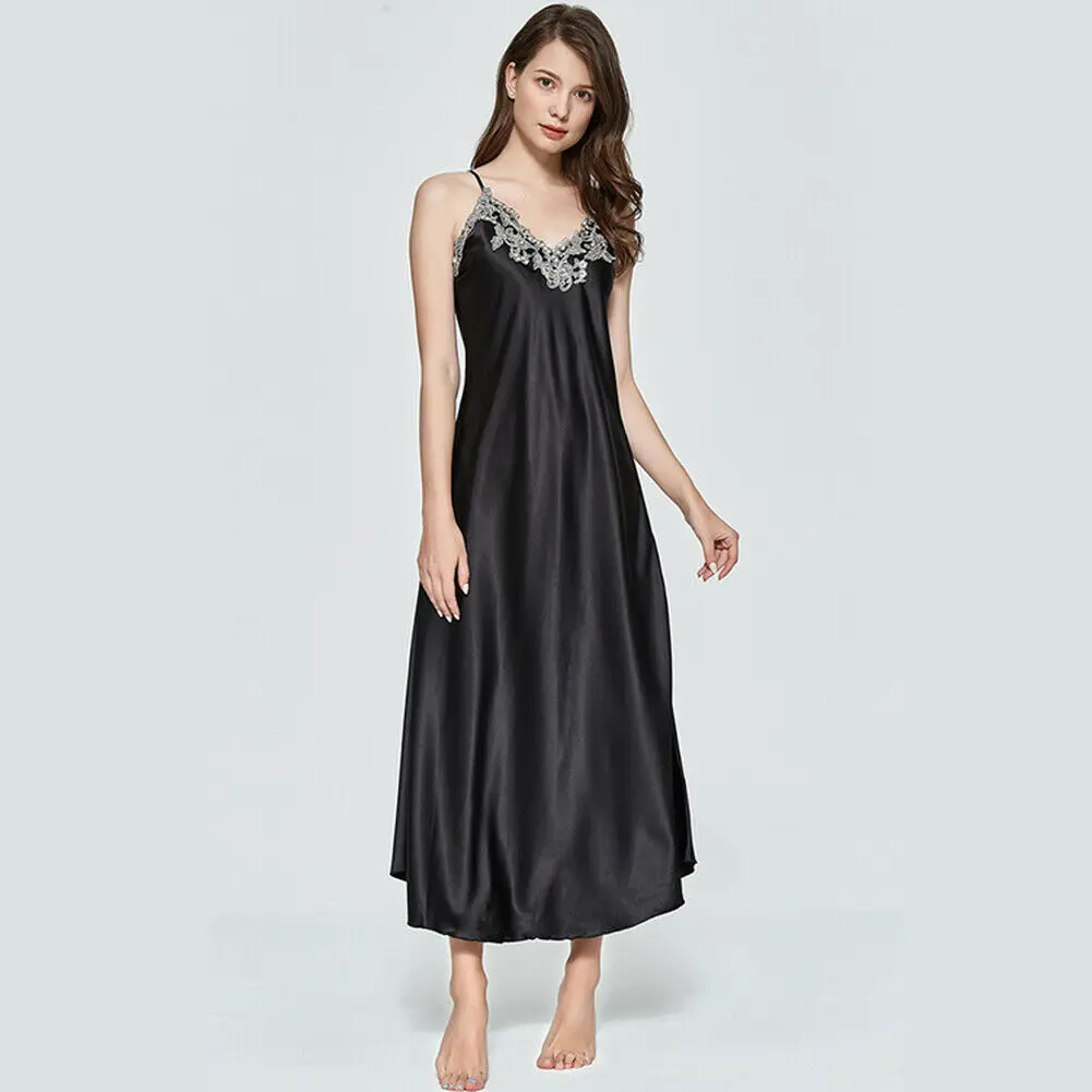 Женское сексуальное женское бельё кружевное платье Длинное ночное белье женское шелковое кружевное платье ночная рубашка