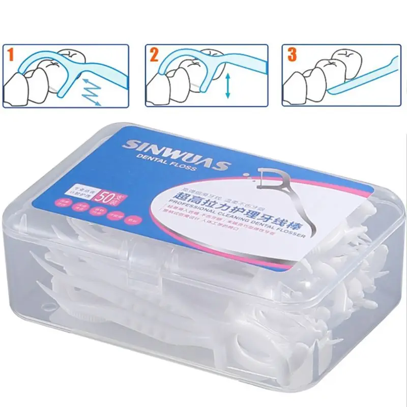 Forma de Limpador de Dente Ferramenta de Higiene Oral com Case Descartável Superfine Dental Floss Picaretas Vara Arco-em Toothpick Portátil 50 Pçs - Caixa 8 de higiene oral com caso portátil 50 pçs caixa