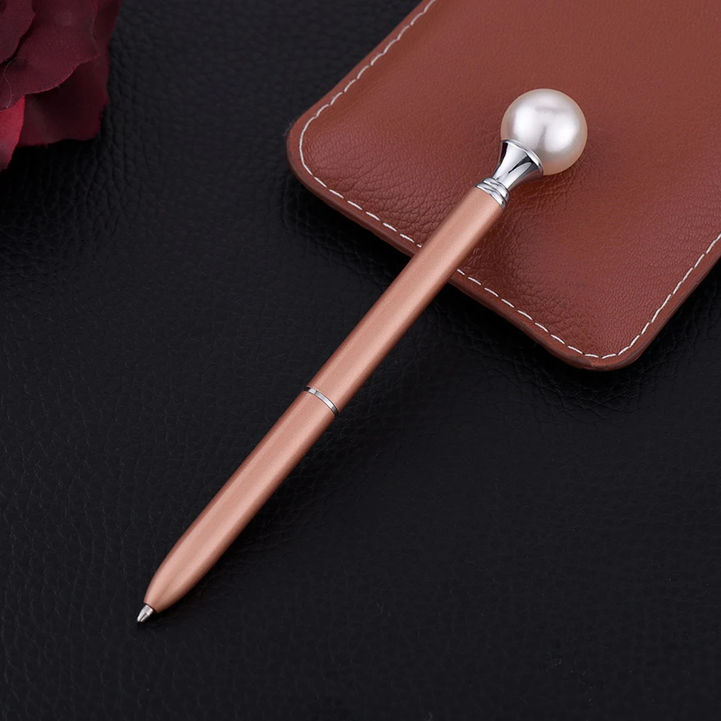Large Pearl Decor Metal Ballpoint Pen 0.7mm Black Refill Office School Stationery Supplies Ballpen Gifts