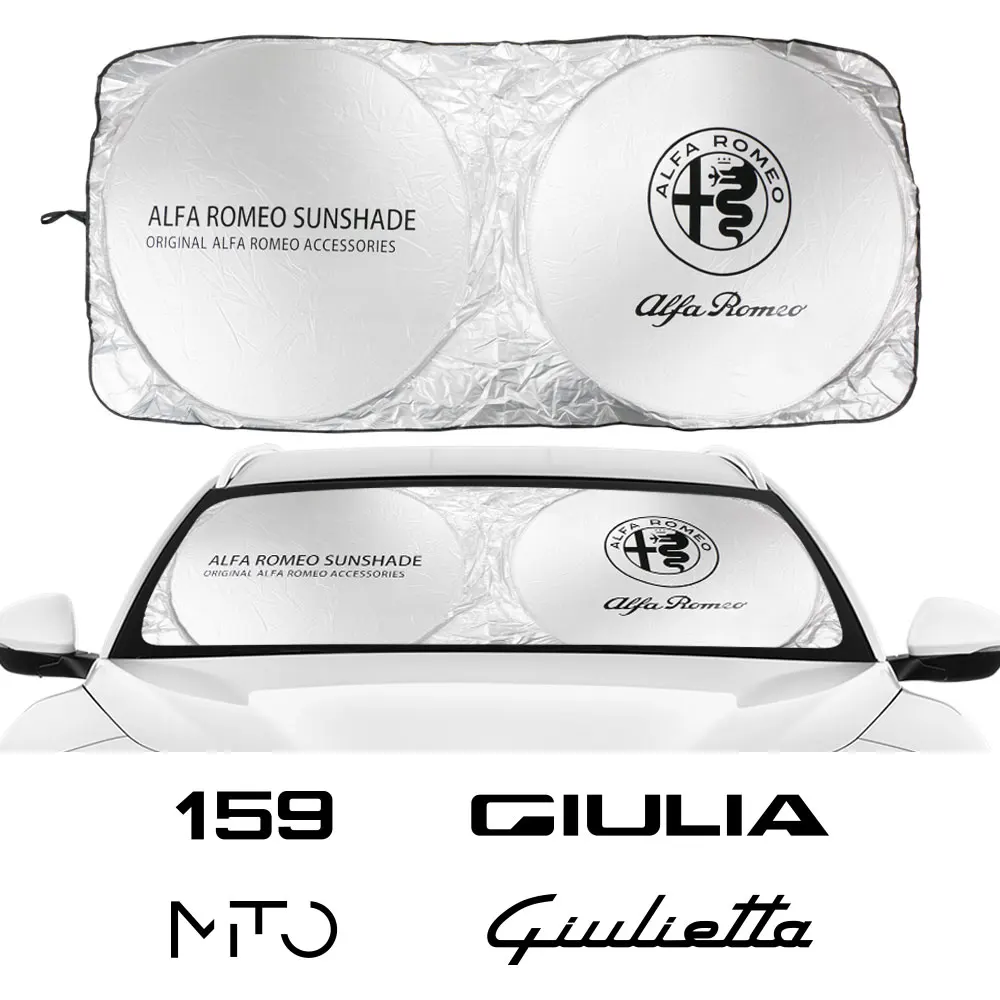 Cubierta de parasol para parabrisas de coche, accesorios antireflectores UV para Alfa Romeo Giulia 147 156 159 Mito Stelvio Sportiva Giulietta