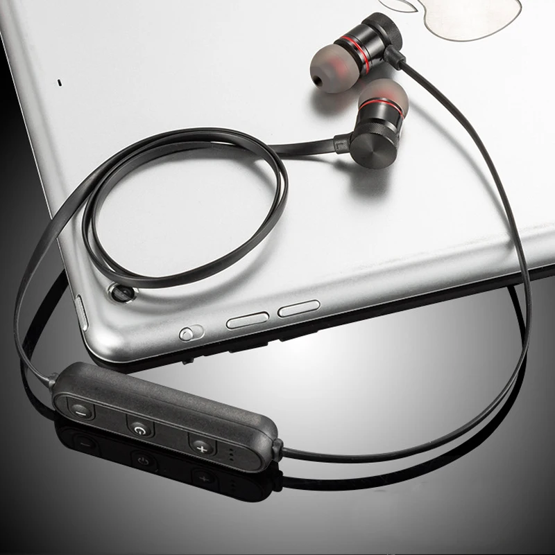 Беспроводные bluetooth-наушники Металлические Магнитные стерео спортивные бас-наушники с микрофоном Универсальные наушники