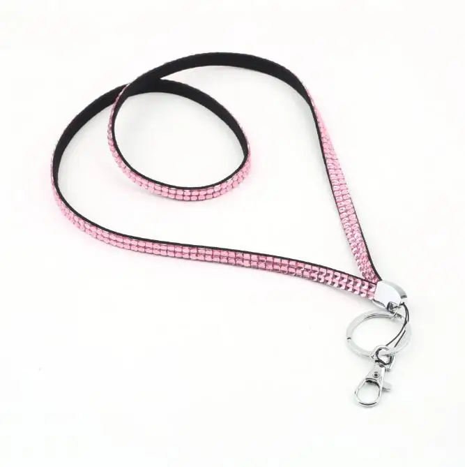 Pink Горячие Украшенные стразами ID Значок телефона и Bling custom шнурки w/Key Holder Кольцо Новые - Цвет: Pink