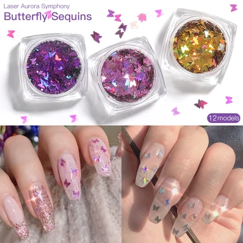 

Holographic Butterfly Shape Glitter 3D Nail Art Glitter Colorful Glitter Flakes Glitter Varnish Manicure Nail Art Decorations