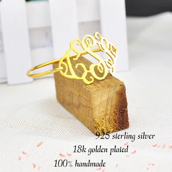 

Personalized Monogram Nameplate Thin Bangle Gold Bracelet Custom Jewelry nome da pulseira