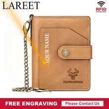 Brown Wallets Short Ment Credi Card Holder Travel Hasp Zipper Purses Genuine Leather Credential Slim Male Walet Luxury Coin Bag