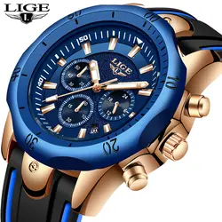 Новинка 2019 LIGE модные синие силиконовые мужские часы лучший бренд класса люкс мужские военные водонепроницаемые кварцевые часы Relogio Masculino