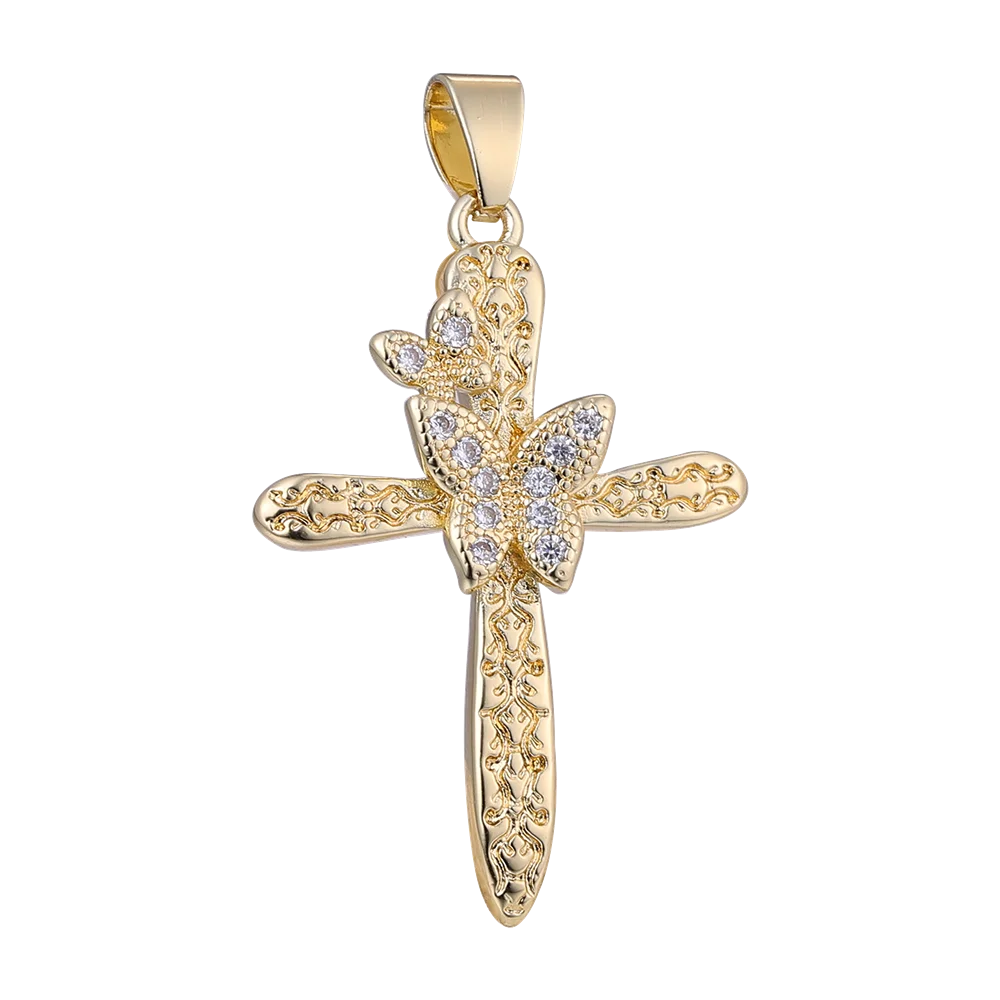 Juya DIY 18K Echtgold vergoldet Großhandel Christian Kreuz Charms für handgemachte Weihnachten religiöse Rosenkranz Anhänger Schmuckherstellung – Detail 29
