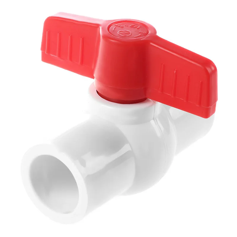 20mm x Slip Plumbing T Handle Full Port PVC-U Ball Valve white+red | Обустройство дома