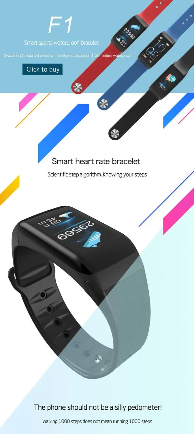 TONDYDA Color Screen Smart Bracelet Sport Pedometer Blood Pressure Heart Rate Monitor Fitness Tracker Smart Wristband Watch