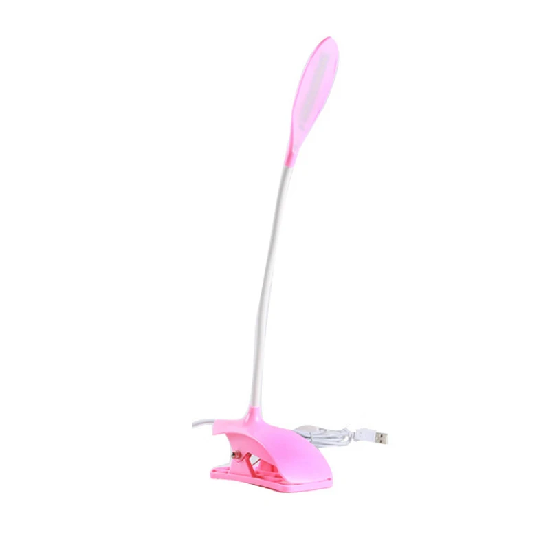 pink IVYSHION Clip Wireless Table Lamp USB Desk Lamp 14 LEDs Desk Lamp Portable Bed Book Flexo Reading Light 3 Modes Touch Lamps - Цвет корпуса: pink