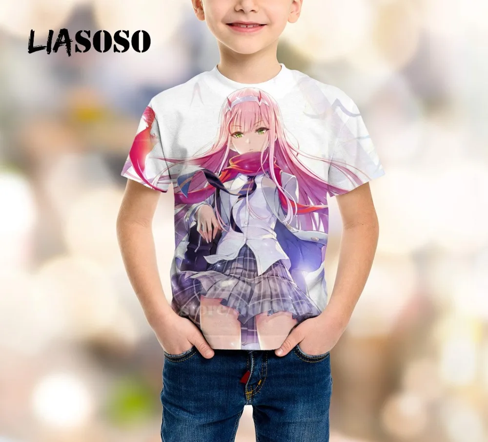 Детский свитер с принтом «Zero Two» футболка с 3D принтом «Darling In The Franxx» Детский свитер для подростков с короткими рукавами для мальчиков и девочек B169-03