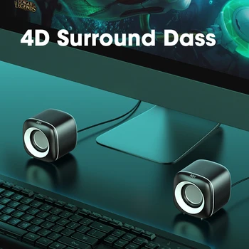 USB Wired Computer Speakers Deep Bass Sound Box Speaker For PC Laptop Powerful Subwoofer Multimedia Loudspeakers Not Soundbar 2