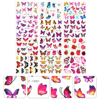 

30pcs Watercolor Butterflies Nail Art Stickers Colorful Nail Decals DIY Decor