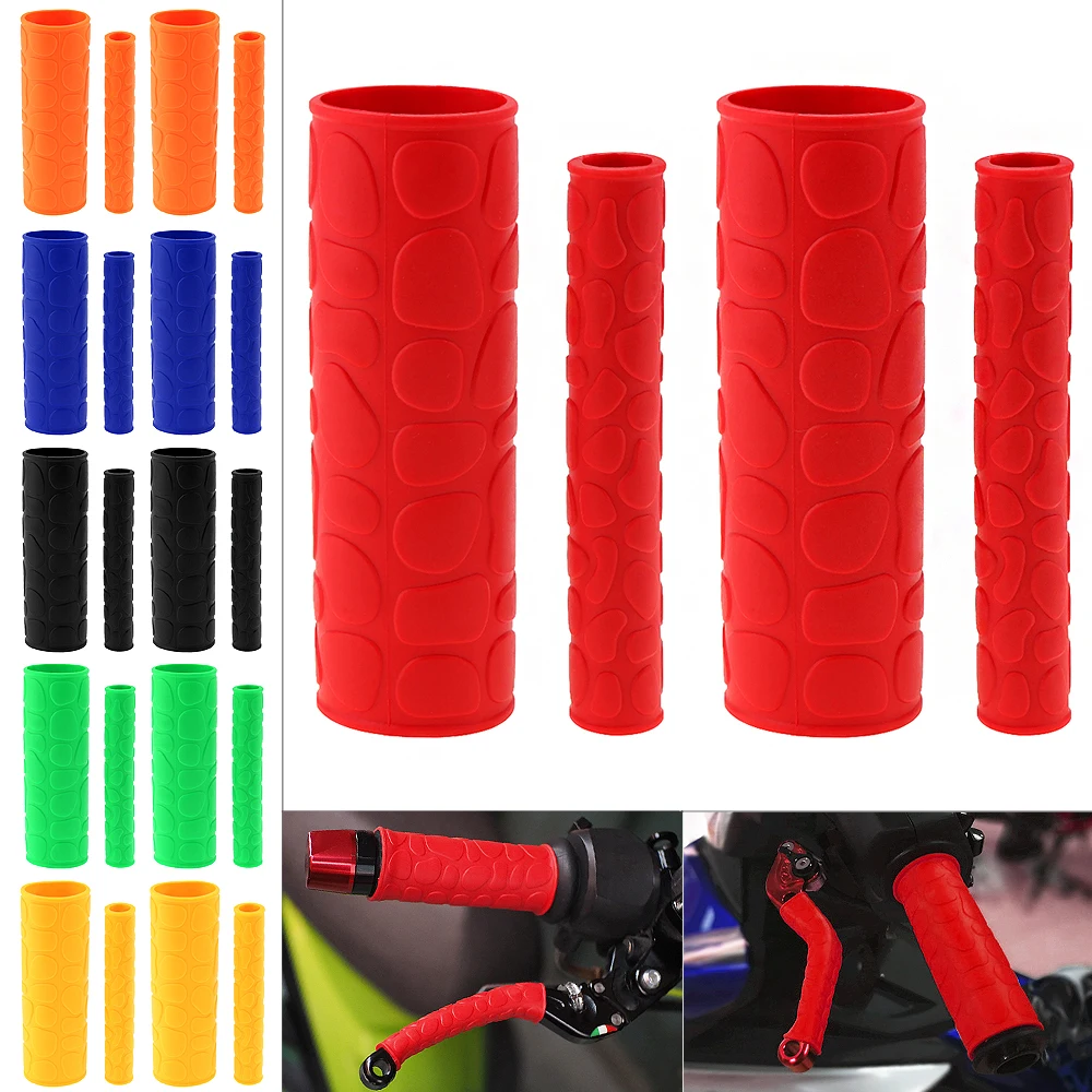 

1 Pair 106 MM Soft TRP Motorcycle Handle Grips with Pattern and 2 Pcs Handbrake Covers for Motorcycle