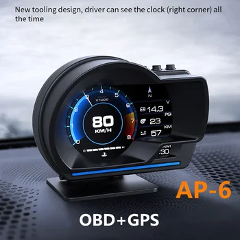 

Brake Test ABS Oil Water Temp OBD2 GPS A-pillar Universal Car Hud Turbo Security Alarm Odometer Head Up Display Clear Fault Code