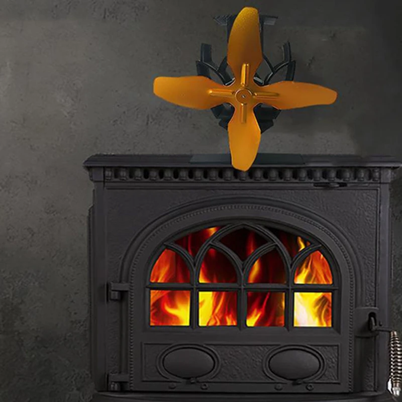 

4 Blade Heat Powered Stove Fan Log Wood Burner Eco Friendly Quiet Fan Home Efficient Heat Distribution