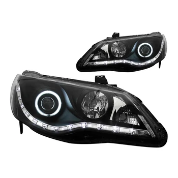 

Honda Civic 4D 2006-2011 Headlights, lens, "angel eyes", with daytime running lights, black