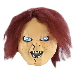 Страшная кукла игра полный голова латексный костюм фестиваль маска для лица вечерние нетоксичные принадлежности на хеллоуин для косплея с