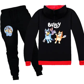 

bingo bluey Autumn Baby Boy Girl Long Sleeve Cartoon Print T-shirt Hoodie Sweatshirt Trousers Casual Outfits Sets New