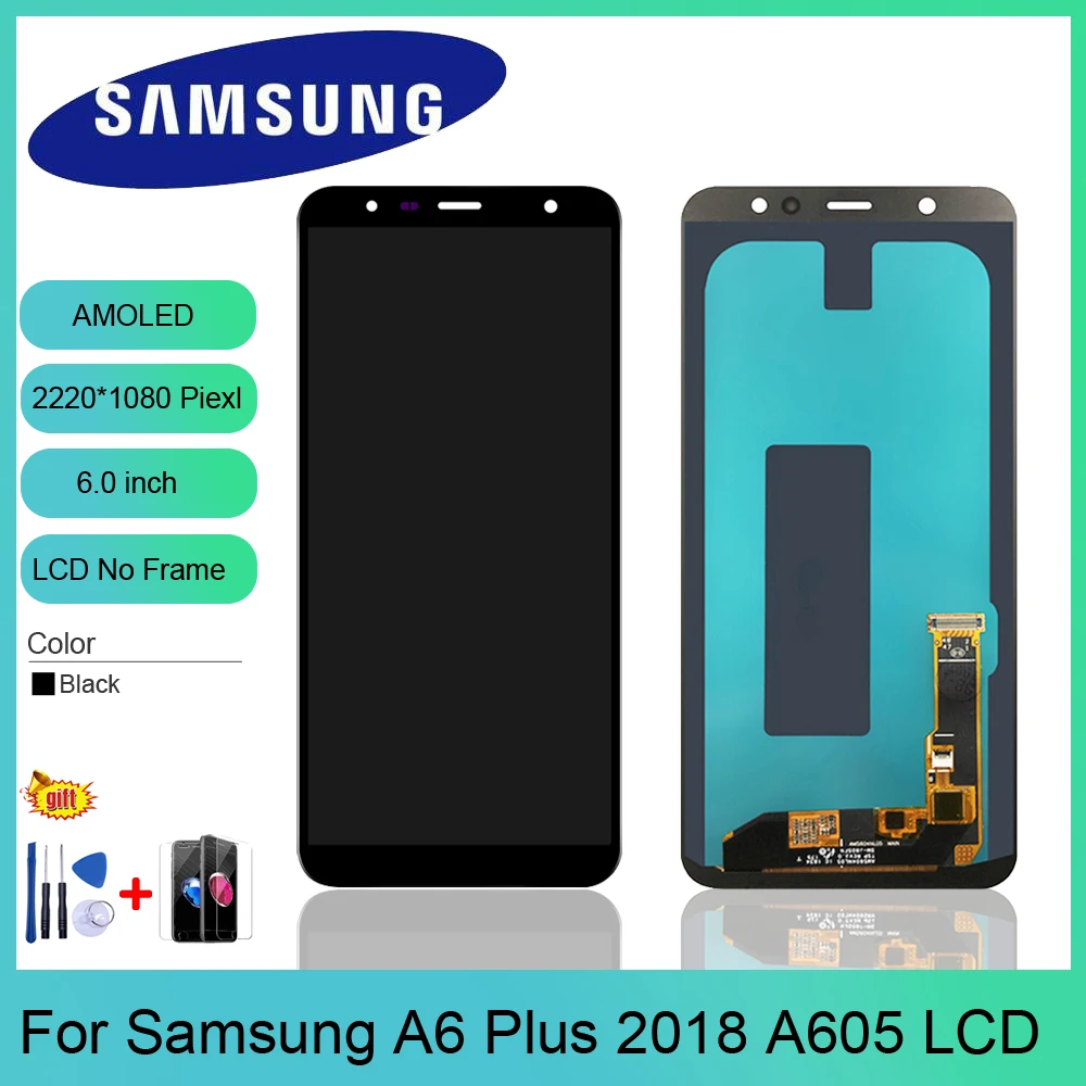 

6.0'' SUPER AMOLED LCD for SAMSUNG A6 Plus 2018 Display Touch Screen Digitizer Assembly for samsung A6+ A605fd lcd Display