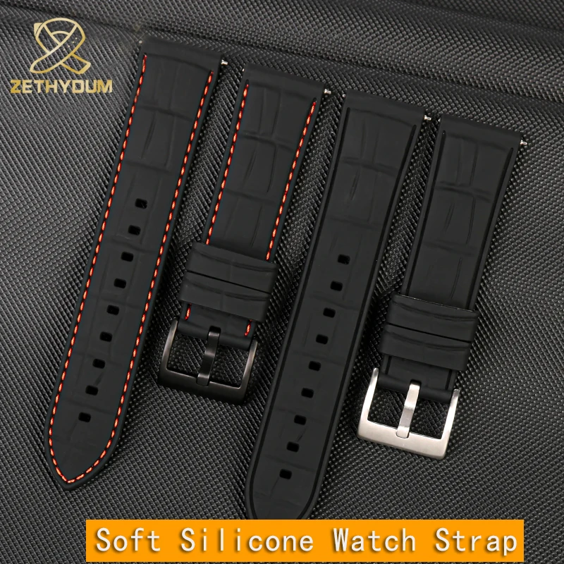 20Mm 22Mm Cinturino In Silicone Morbido Con Motivo A Coccodrillo Cinturino Impermeabile Traspirante Per Accessori Mido-C