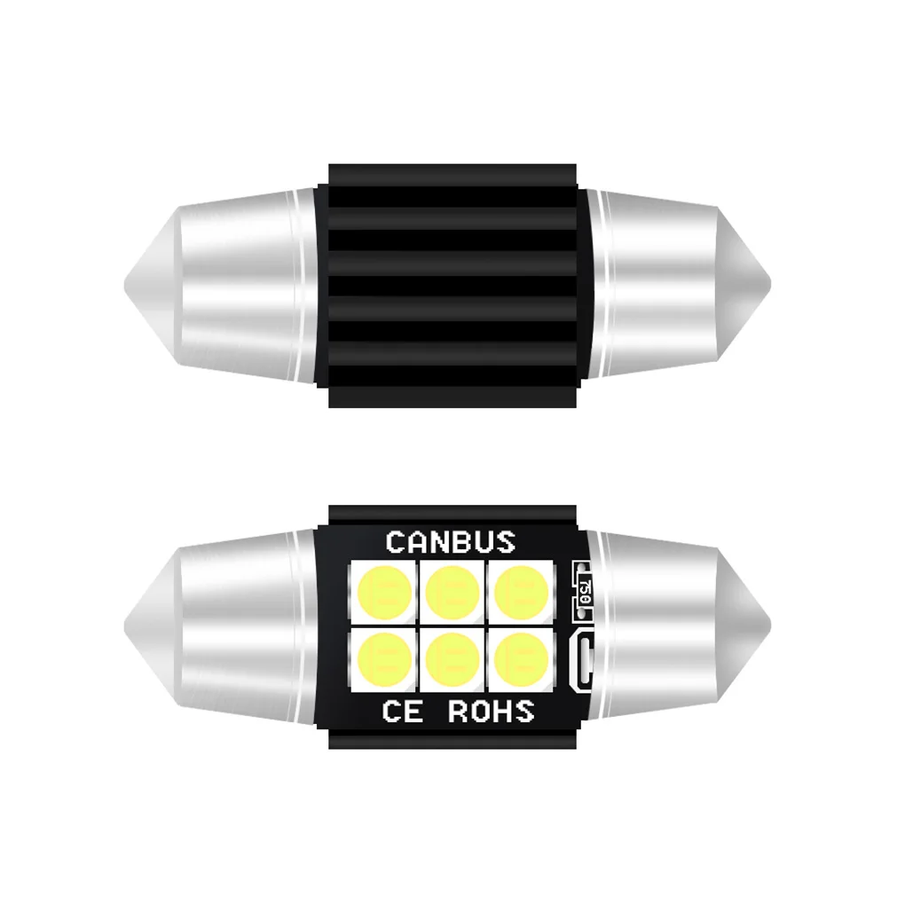 Комплект из 2 предметов, Белый Автомобильный светодиодный 42mm-6smd-3030 12V укрыты внутренной сводной автомобильный светильник Алюминий Корпус Чтение номерного знака Лампы