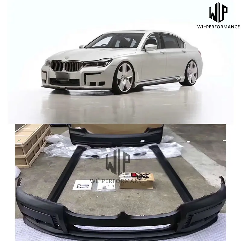 

G11 G12 PP Unpainted Car Body Kit Front Rear Bumper with tail pipes Side Skirts For BMW 7 Series 730 740 760 Wald Style 2016-up