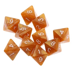 Set of 10 Colorful 8 - Sided Polyhedral Dice (Light Coffee)