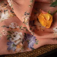 Высокое качество рами ткань цифровая печать tissu летний бренд Индивидуальные дизайнерские платья халат материал