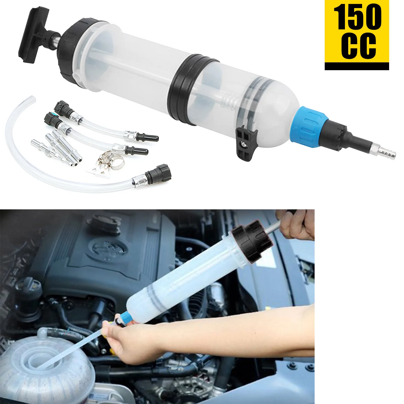 

Car Oil Extractor Brake Pumping Changer Oil Blower Brake Fluid Replacement Oil Pump Probe Filling Equipment Syringe For Oil 1.5L