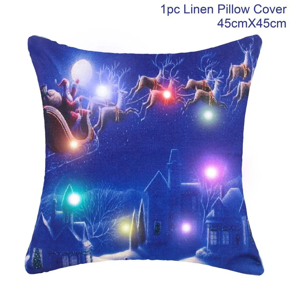 Xmas pillowcase 9 QIFU наволочка с Санта Клаусом светодиодный светильник рождественские украшения для дома Рождество Decoracion Noel год - Цвет: Xmas pillowcase 9
