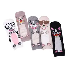 Новинка, 5 пар, женские осенние хлопковые носки, Забавные милые 3D мультяшный щенок, чулочно-носочные изделия