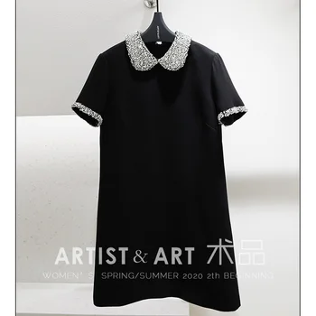 

Svoryxiu luxury Custom Designer Autumn Dresses Women's 1900 Piece Manual Crystal Diamond High-End Black Dress