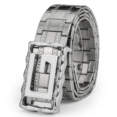 High-end belt men's stainless steel self-defense belt fitness waist chain metal personality youth long outdoor self-defense belt