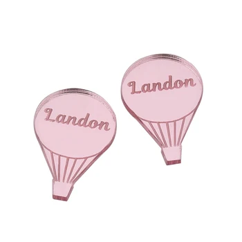 

50PCS Personalized Name Tags Hot Air Balloon Acrylic Invitation Cards Chocolate Tag Logo Party Baby Shower Guest Wedding Decor