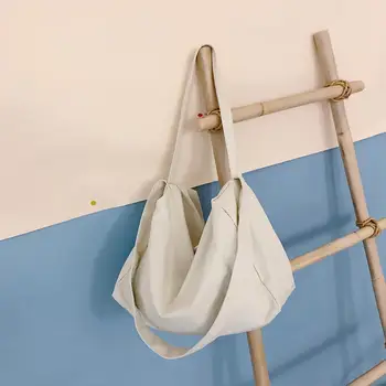 

Simple Canvas Shoulder Bags For Women 2019 Large Capacity Solid Color Canvas Shoulder Bag Fashion Handbag Women Shopping Bag #15