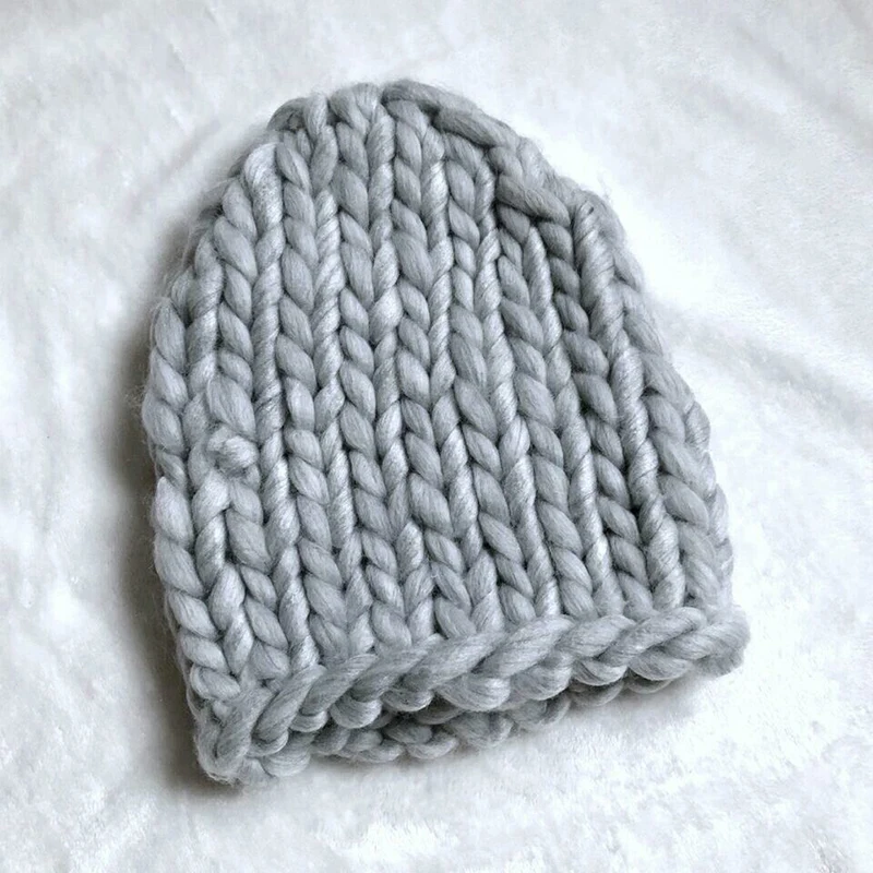 Simple Girl Casual Cotton Acrylic Rushed New Female Winter Woolen Hats Hand Coarse Knitted Hat For Women Beanies Fashion