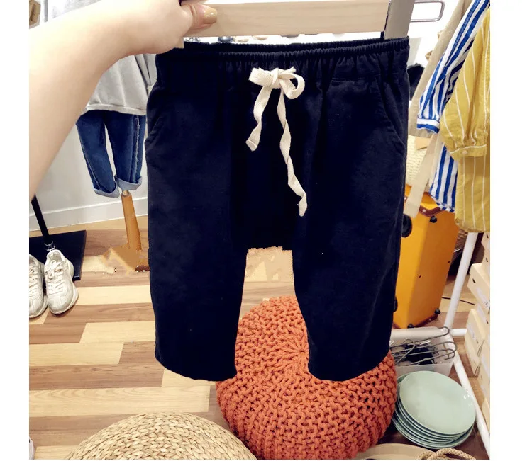 Летняя детская одежда в Корейском стиле; стиль; повседневные тонкие детские Брюки-Капри из моющейся ткани с большим шаговым швом