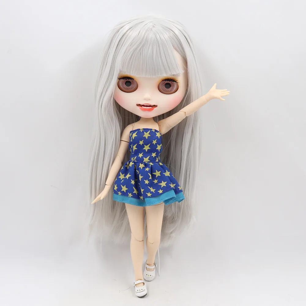 ICY 1/6 Blyth customized doll NO.BL1003 white skin and joint body with open mouth matte face for girl gift toy