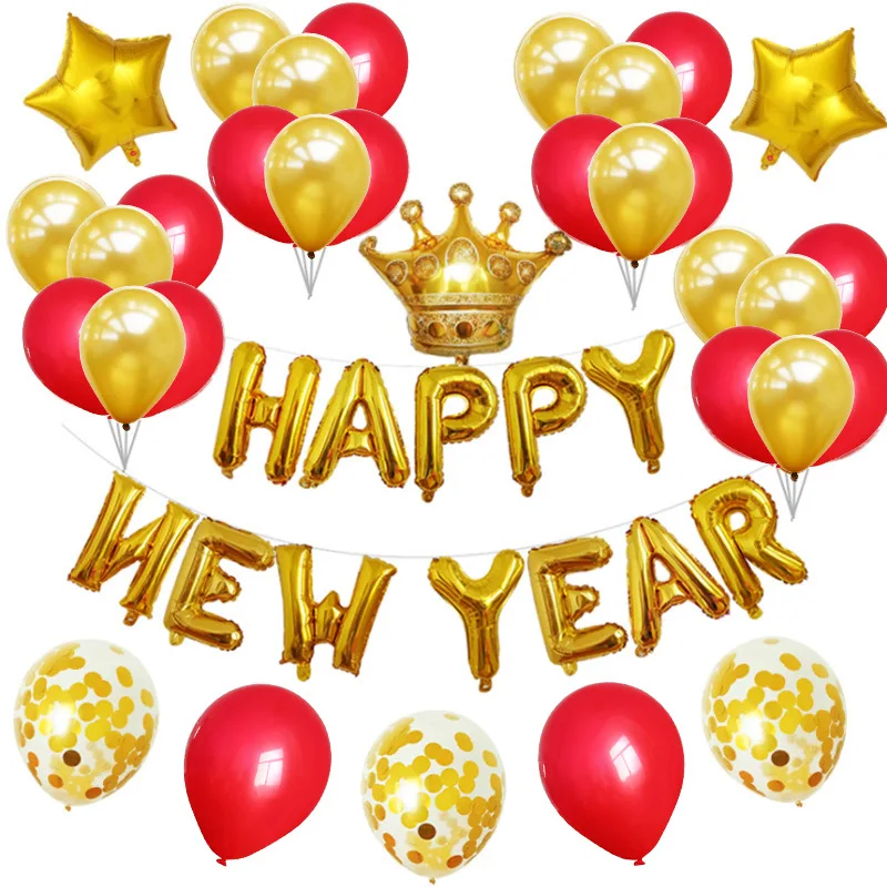 Новогодний Новогодний комплект Advance HappyNewYear с надписью воздушный шар из фольги комбо витрина магазин декоративный шарик