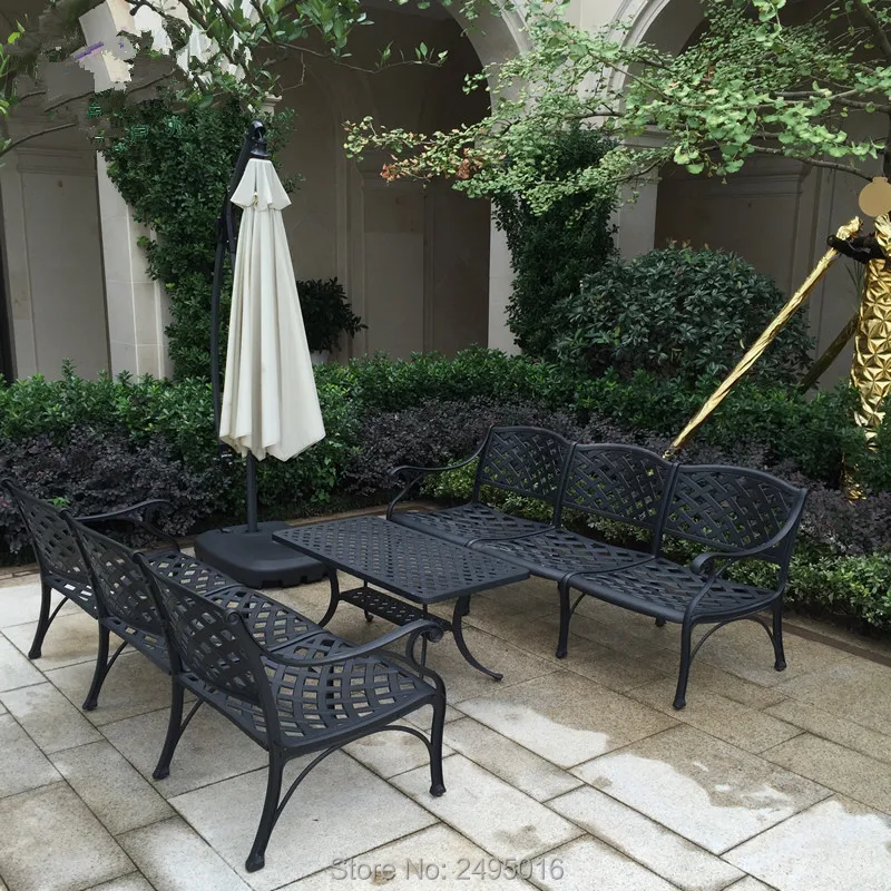 6 человек литой алюминиевый глубокий сидячий набор разговора с подушками, серии 30 столики и журнальный столик, Античная бронзовая отделка 6 человек литой алюминиевый глубокий сидячий набор разговора с подушками, серии 30 столики и журнальный столик, Античная бронзовая отделка