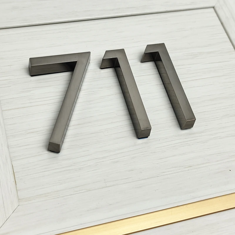 House Number Stickers 3D Self Adhesive Door Plate Sign Digits Apartment Hotel Office Door Address ABS Plastic Label 5cm Silver