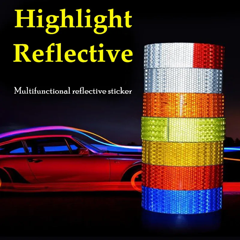 

Highlight Reflective Stickers 3M/6M/9M/12M Solid Color Lattice Arrow Safety Warning Reflective Adhesive Tape Car Bicycle Styling