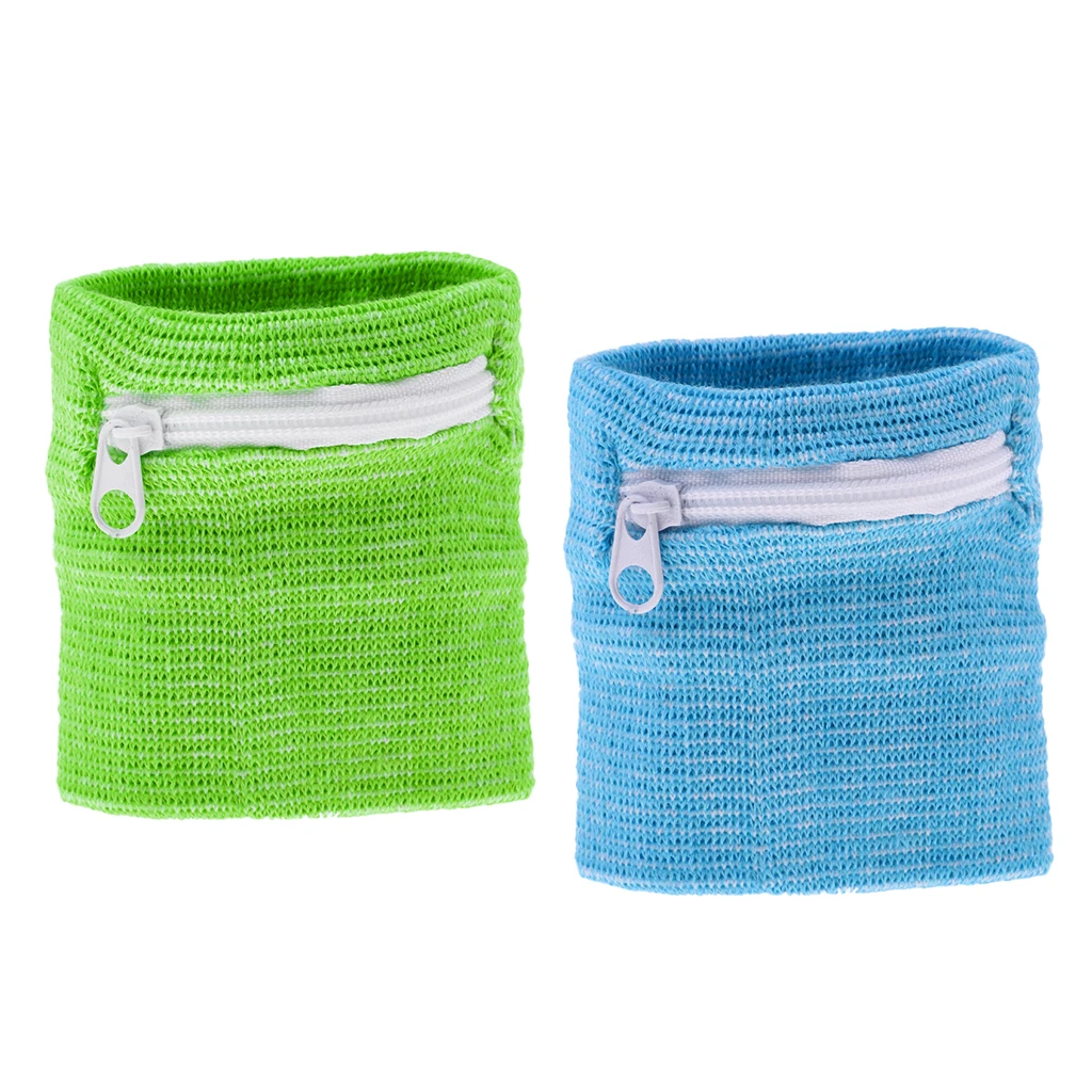 2x Wrist Band Wallet Zipper Money  For Gym Running Fitness Basketball