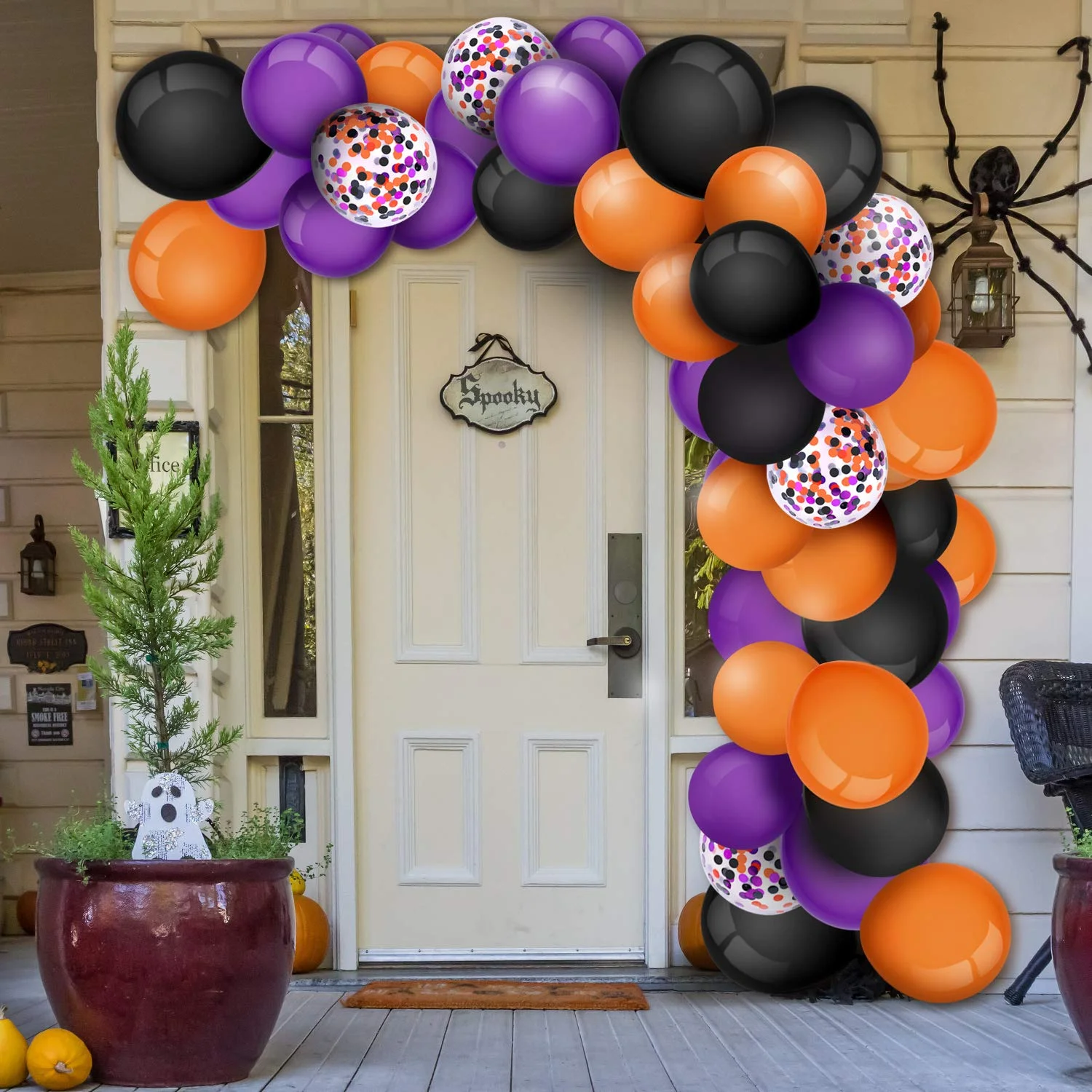 Halloween Balloon Garland Kit 100 pcs Black Purple Orange Balloons 16ft