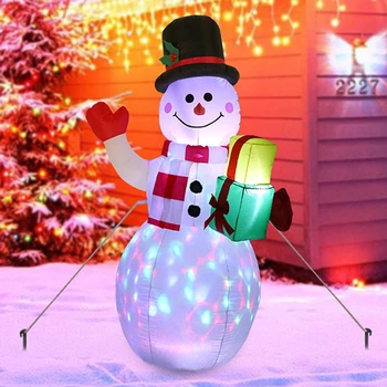 

Christmas Inflatable Snowman 1.5m LED Illuminated Light Lantern Model Colorful Rotate Airblown Dolls Toys for Home Party Decor