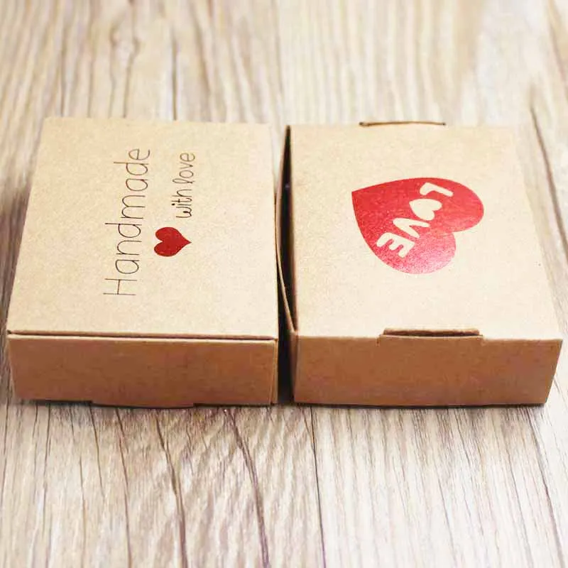 

wholesale kraft paper Gift box With LOVE wedding candy favor display &packing box ,Handmade with red hert gift box 30pcs per