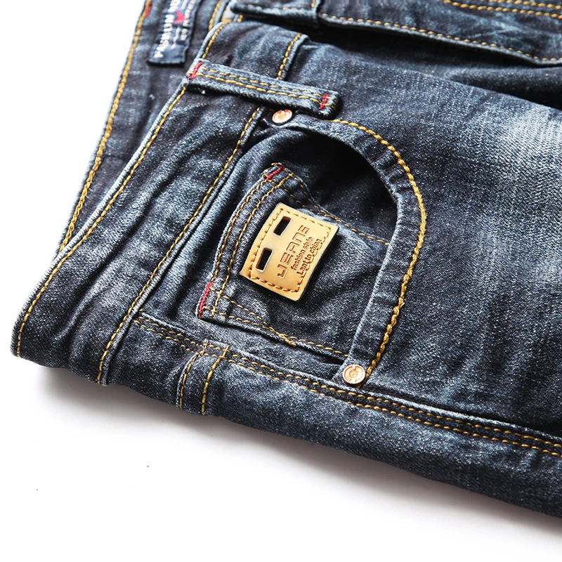 KSTUN мужские джинсы стрейч синие хорошего качества тонкие прямые осенние джинсы для мужчин карманы дизайнер calcha мужские джинсы hombre 40
