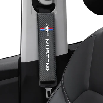 

2pcs Carbon Fiber Car Safety Seat Belt Cover Case For Ford Mustang 2015-2019 Auto Accessories Car-Styling